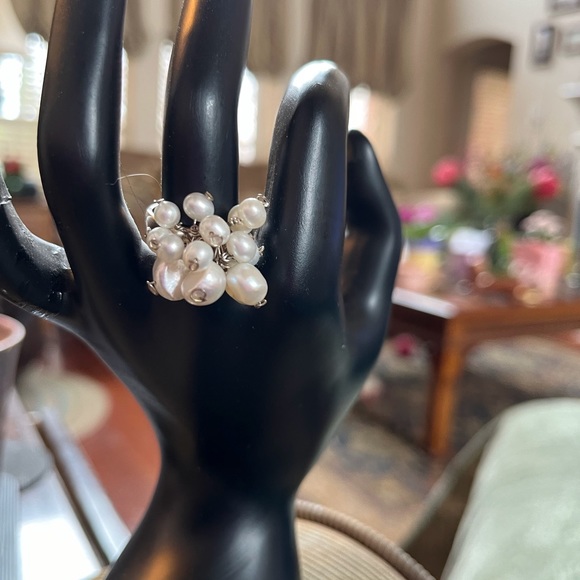 Pearl Cluster ring adjustable - Picture 1 of 3